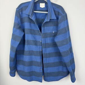 AMERICAN EAGLE | Royal Blue & Navy Striped Button-Up Shacket Men’s Size XX-Large